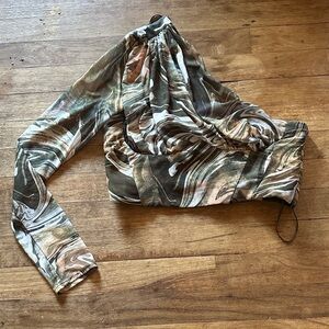 Zara Multicolor Swirl Crop Top One Sleeve Structured Corset Front - M